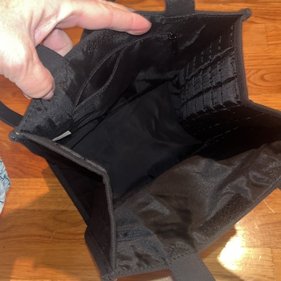 L.A. Soiree Velcro black canvas tote w/ embellished print  NWOT - Picture 9 of 10